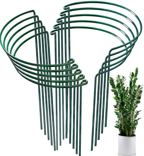 Pflanzenstütze Halbrund, Garten Pflanzen Rankhilfe, Metall Pflanzenanbau Staudenhalter, Pflanzen Stütze, Topfpflanzen Fixed Stützring, Pflanzring, Pflanzenhalter für Gemüse Blumen, 25 x 60cm (10 STK)
