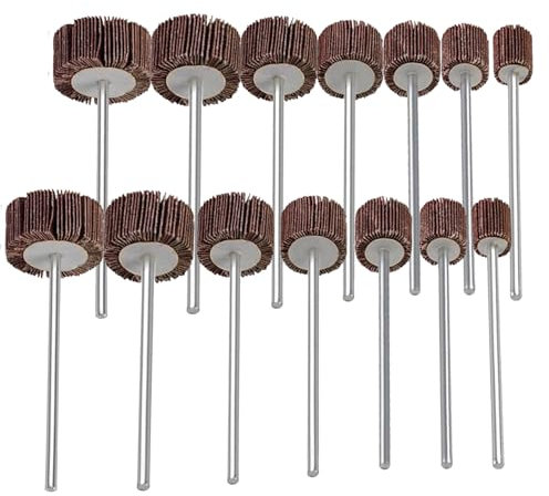 JUNLIXN 14 Stück 90 mm extra lange Fächerschleifer, verlängerter 1/4-Zoll-Schaft, Schleifscheiben für Bohrer, Schleifer, Drehwerkzeuge (16/20/25/30/35/40/50 mm)