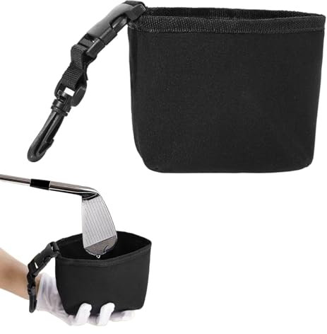 Nuqin Golf Club Cleaning Bag,Portable Bag Cleaning Ball,Golf Club Cleaner Bag,Golf Cleaning Bag - Detachable Clip, Machine Washable,Golf Ball Cleaning Bag for Golf Enthusiasts & Golf Player (Black)