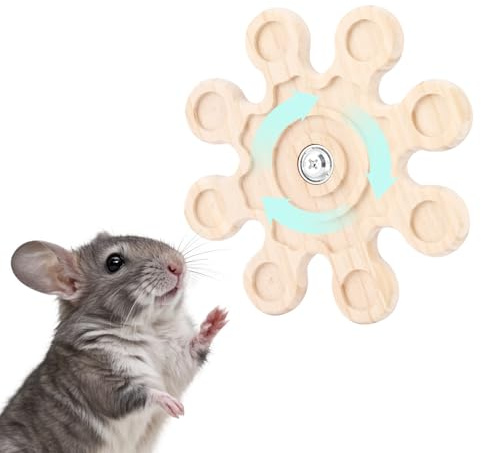 Bolagar Rotierendes Chinchilla-Kauspielzeug für Zähne, interaktives Holzspielzeug für Meerschweinchen, Chinchillas, Rennmäuse, Hamsterkäfigzubehör (A)