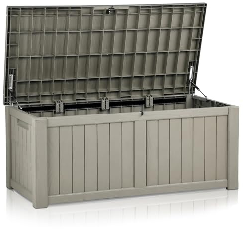 InTheMarket Grande boîte de rangement d'extérieur avec couvercle verrouillable – Résine ou polypropylène résistant aux intempéries – 118 L à 880 L – Coffre étanche pour terrasse, jardin, garage