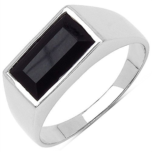 ONYX-Herren-Ring Siegelring 925 Sterl.Silber Rhodiniert-2,17 Karat-Gr.58