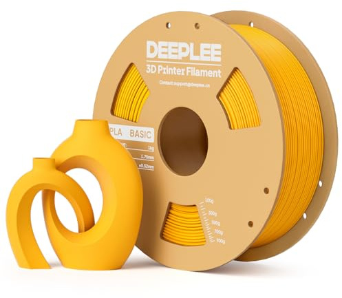 DEEPLEE Basic PLA Filament 1.75mm Sonnenblumengelb 1KG | Glatte Oberfläche, sauber gewickelt, Stärkere Zähigkeit 3D Drucker Filament