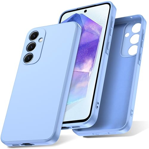 Watana for Samsung Galaxy A55 5G Case, Soft-Touch Silicone Phone Case, Shockproof, DustProof, Antiskid Full Body Armour Phone Cover with Microfiber Lining for Samsung Galaxy A55,Light Blue