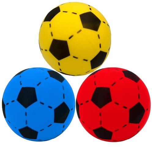 3X weicher Ball Softball 20cm Gelb, Rot, Blau Schaumstoffball Kinder Soft Fußball