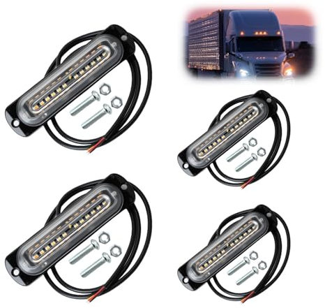 4pcs 12-24V Ultra Sottile Lampeggiante, indicatori di direzione a LED con 22 modalità di lampeggio, lampeggiante anteriore arancione 12V, 12W per luce, luce di emergenza per camion