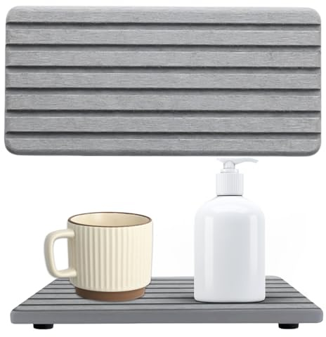 2 x Wasserabsorbierender Stein Für Spüle 21 X 10 Cm Wasserabsorbierende Untersetzer Bad, Untersetzer Wasserabsorbierende Steine Abtropfmatte Stein Gummisohle Abtropfmatte Spüle Küche Kaffeematte