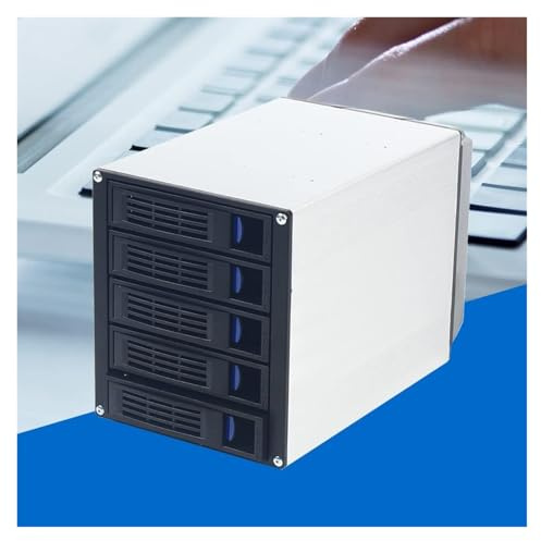Boîtier de Disque Dur 5 Baies, Station d'accueil Verticale for Disque Dur Externe SATA, SSD, boîtier en Alliage d'aluminium, Adaptateur Secteur