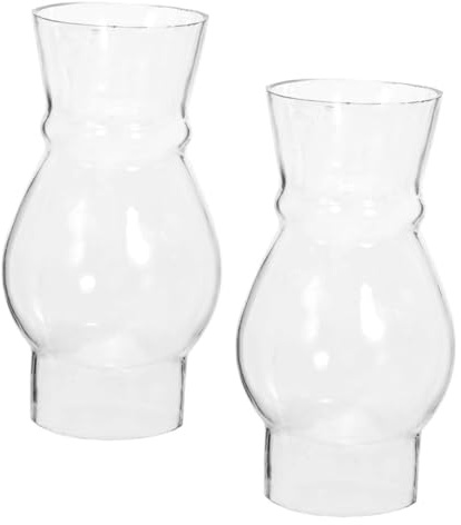 Durchsichtiger Glas Lampenschirm für Petroleumlampe, 2 Stück | Vintage Ersatz für Öllampe, Passend für Alte Kerosinlampen, Fein Poliert, für Veranda und Wohnambiente
