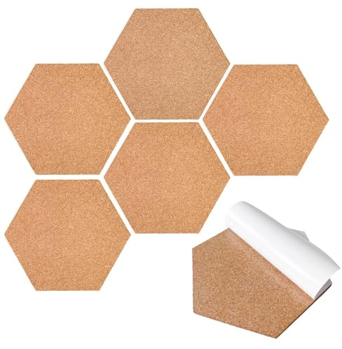 Pinnwand Kork Selbstklebend 6 Stück Korkplatten Korkwand für die Wand Kork Pinnwand Korktafel Selbstklebend Sechseckiges Korkbrett
