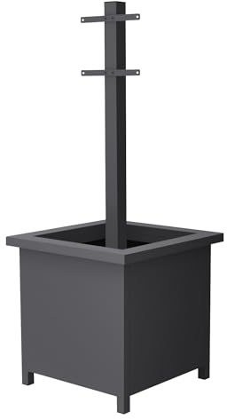 ML-Design Briefkastenständer Anthrazit mit Pflanzkasten, Halterung freistehend & wetterfest, stabile Stahlkonstruktion, Standfuß 120 cm ideale Einwurfhöhe, Ständer passend für Standard Briefkästen