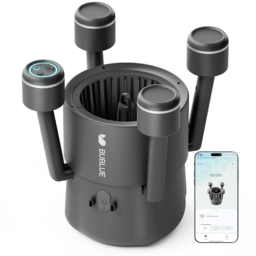 BUBLUE BuVortex V5 Robot de piscine avec contrôle par application, filtre de 5 litres, deux modes de nettoyage, navigation IA, idéal pour piscines enterrées et hors-sol, gris foncé
