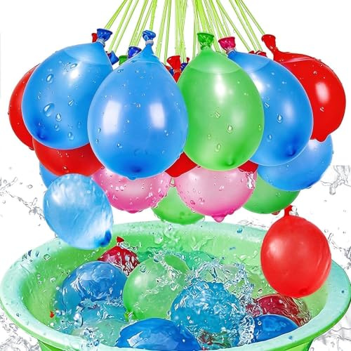NARHOR 333 Stück elbstversiegelndes wasserbomben Set, 60 Sekunden Schnell Befüllbare Wasserballons, Zum Selbstbinden Biologisch Abbaubare Cluster-Wasserbomben für Sommerpartys