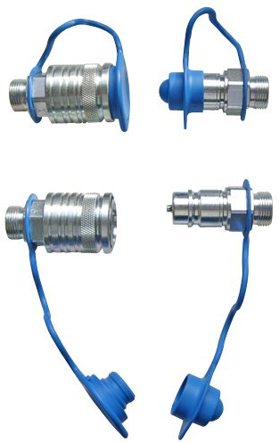 Set Hydraulik- Steckkupplungen 2x Muffe 2x Stecker 10L + 4x Staubschutz blau
