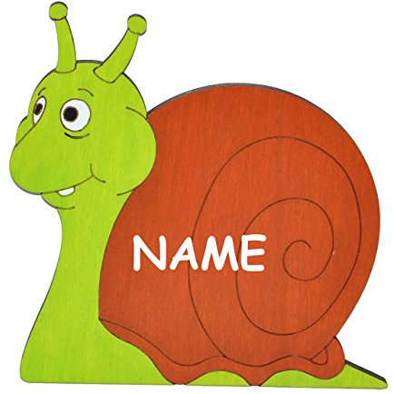 alles-meine.de GmbH Shelby die Schnecke/die Biene Maja - Türschild/Wandbild/Wandtattoo - incl. Name - aus Holz - selbstklebend - Kinderzimmer/Aufkleber Wandsticker Wandde..