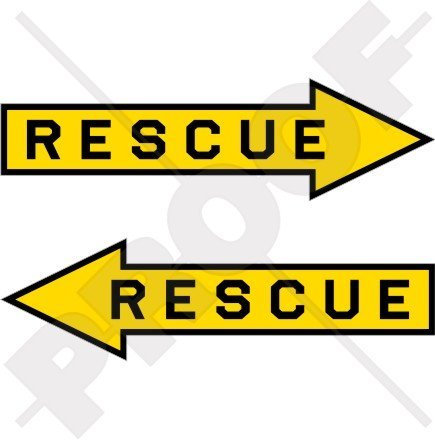 Vinyl-Aufkleber „Rescue“ - 100 mm - 2 Stück - Pfeil, Luftwaffe, Flugzeug, AirForce, USAF, RAF