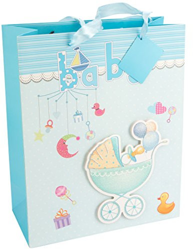 Levivo Baby 3D- Design 1, Hellblau Geschenktasche, Pappe, Blau, 26 x 12 x 32 cm