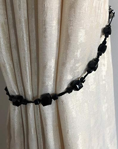 Alan Symonds Tiffany Acrylic Beaded String Curtain Tie Backs - Pair (Black)