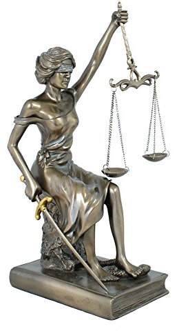colourliving Dekofigur Justitia Göttin der Gerechtigkeit Skulptur Plastik bronziert 29 cm mit Waage Schwert Augenbinde