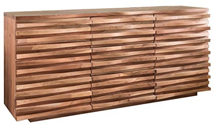 Massivholz Sideboard FineBuy 160 Akazie Natur Kommode mit 2 Türen & 3 Schubladen Design Front