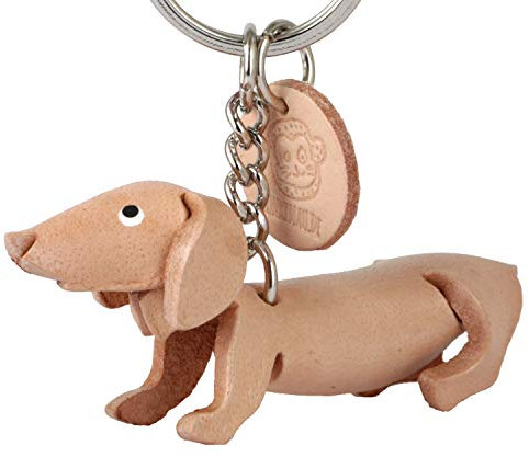 MONKIMAU Schlüsselanhänger Dackel Hunde Figur aus Leder