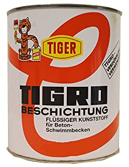 Tiger Tigro Beschichtung flüssiger Kunststoff für Beton- Schwimmbecken Seidenmatt 1 Liter Farbwahl, Farbe:Hellgrau