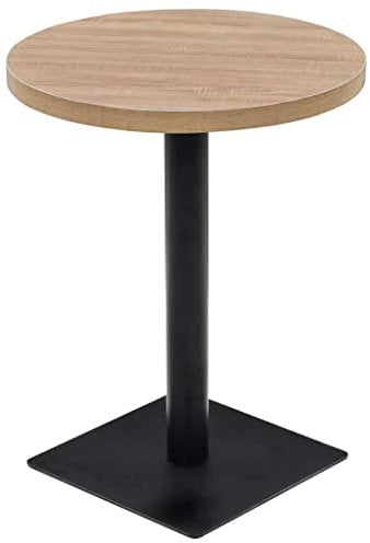 vidaXL Bistrotisch MDF Stahl Rund 60x75cm Eichenoptik Stehtisch Bartisch