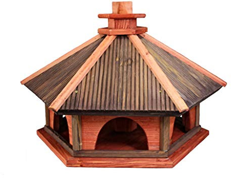 Vogelhäuschen, Vogelhaus aus Holz, Vogelhäuschen, Nistkasten, mit Ständer (Rotbraun, XXXL)