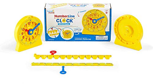 hand2mind NumberLine Clock, Telling Time Teaching Clock, Learn to Tell Time Clock, Analog Classroom Learning Clock, Teaching Time Math Manipulatives, Clocks for Kids Learning to Tell Time (Set of 6)