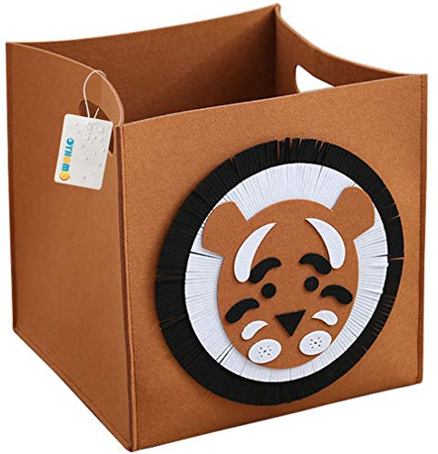 OYHOMO Faltbare Aufbewahrungsbox Kinderzimmer Filz Aufbewahrungskorb Kinder Spielzeugkiste Quadratischer Filzkorb Faltbox Tiere Filztasche - Löwe