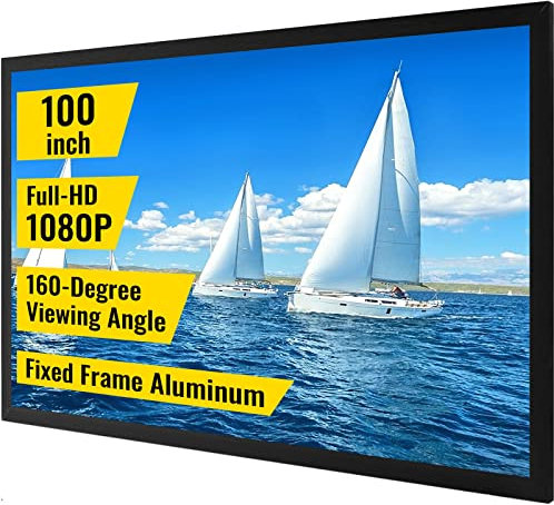 VEVOR Pantalla de Proyección Grande HD 150 Antiarrugas Portátil Pantalla de Protector para Cine en Casa Montaje en la Pared o el Techo Superficie de la Tela en Blanco Mate con Fibra de Vidrio
