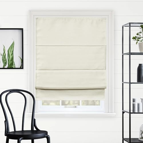 Chicology Roman Shades for Windows, Roman Window Shades, Roman Shades, Blackout Shades, Window Treatments, Window Shades for Home, Window Shade, 35 W X 64 H, Del Mar Moon Shell (Blackout)