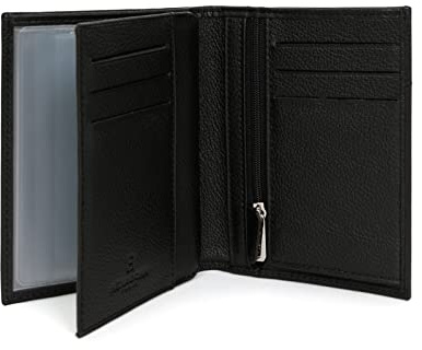 Hexagona - Portefeuille européen 2 Volets - Compatible Cartes de crédit, CNI et permis de Conduire - pour Homme - Collection Confort - Noir - en Cuir