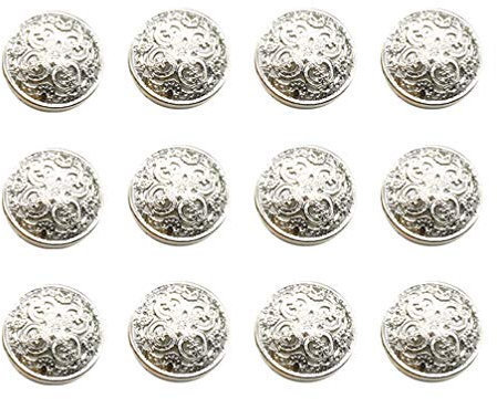 30pcs Vintage Metal Botones para Abrigo Blazer Flor Botones Decorativos para Coser Ropa para DIY Artesanía Plata 23mm