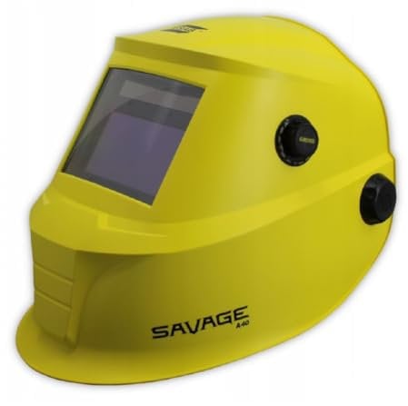 ESAB 0700000491 SAVAGE A40 Schweißhelm, automatische Verdunkelung, externe Schattierung, Vierbogen-Sensor, automatische Verdunkelung, 10 x 5 cm, Echtfarb-Sichtlinse,