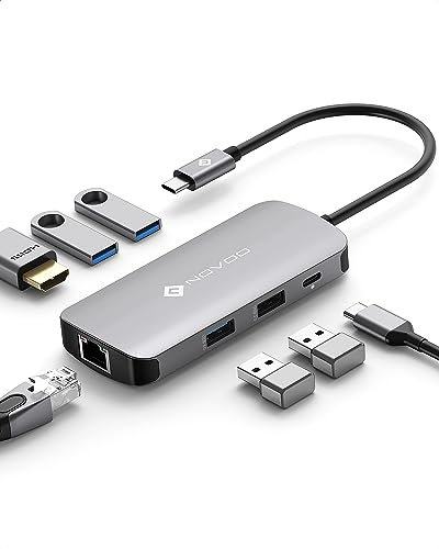 Hub USB C, NOVOO 7 in 1 multiporta Adattatore da HDMI 4K, Ethernet RJ45, 3 USB 3.0 & USB 2.0, tipo C 100W PD Docking Station Compatibile con MacBook Pro/Air,Surface Pro/Go,Pad Pro/Air,Dell,HP