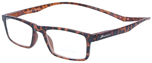 MONTANA Fertig-Lesebrille/-hilfe aus Kunststoff mit Magnetbügelenden in verschiedenen Farben (Havanna, + 2,50)