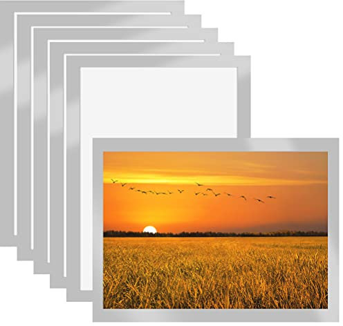 CENBEN 6 Pcs Cadre Magnétique Auto-adhésif,Cadre d Affichage,A3 Informations sur le Cadre Argent,Affichage Étanche,Couvertures pour Signe,Licence,Murs et Fenêtres,Couverture Magnétique