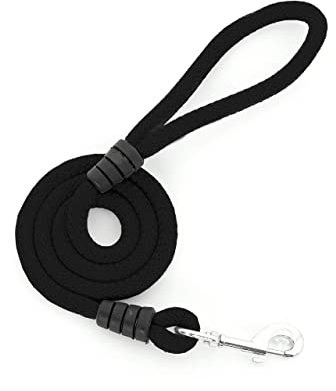 Laisse pour chien en nylon - Corde pour chiens grands, moyens et petits - Cordon rond de 12 mm d'épaisseur et 1,2 m de longueur (noir)
