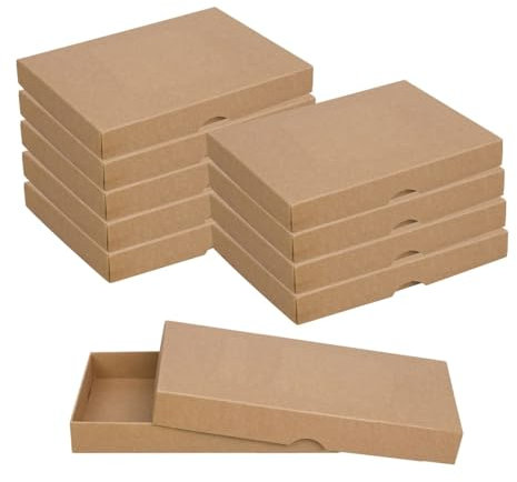 Natürlich verpacken Faltschachtel A5, 15,3 x 21,5 x 2,5 cm, Braun, mit Deckel, Jade Kraftkarton - 10 Schachteln/Set, Natur