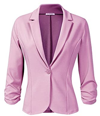 MINEFREE Damen-Blazer, 3/4-Ärmel, leicht, lässig, Arbeit (S-3XL), Flieder, S
