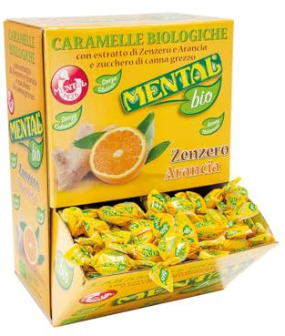 Mental Box Caramelle Zenzero Arancia Mangiatoia 200 caramelle con estratto di zenzero e arancia, con zucchero di canna grezzo