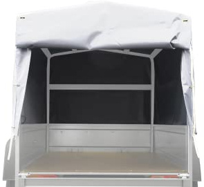 UNITRAILER Cubierta Gris H-800 para Remolque Garden Trailer 150 Kipp, Lona Alta Impermeable de 80 cm de Altura para Caja de 150x106 cm, con Parte Trasera Abatible