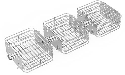 Onlyfire Chef Rotisserie Basket Set, 3 Pack Stainless Steel Rectangular Mini Rotisserie Grill Basket for Most Charcoal and Gas Grill, Fits for 1/2 Hexagon, 3/8 Hexagon, 3/8 Square & 5/16 Square