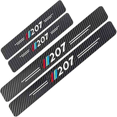 EZURI 4pcs Carbone Fibre Car Door Sill Stickers, pour Peugeot 207,Protection Seuil Porte de Voiture