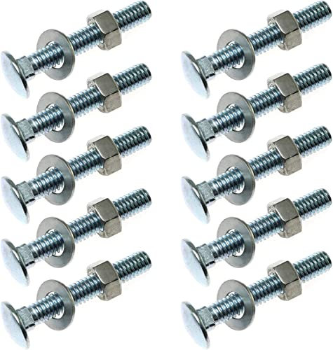 TAODAN Lot de 10 boulons de carrosserie à tête ronde et col carré avec écrous et rondelles de 5/16-45,7 x 5,1 cm