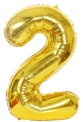 FLG | Zahlenballon Geburtstagszahlen Ballon XXL Farbe: Gold - Größe: 80 cm - Zahlenballon mit Helium oder Luft befüllbar (Feiern, Jubiläum, Hochzeit oder Geburtstag) (2, 80 cm)