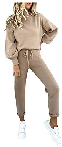 callmo Trainingsanzug Damen Set,Damen Baumwoll Set Hausanzug JogginganzüGe Hoodie Jogginghose 2-Teilig Kuschelig Kapuzenpullover Warm Freizeitanzug Sweatshirt GefüTtert Hose Winteranzug