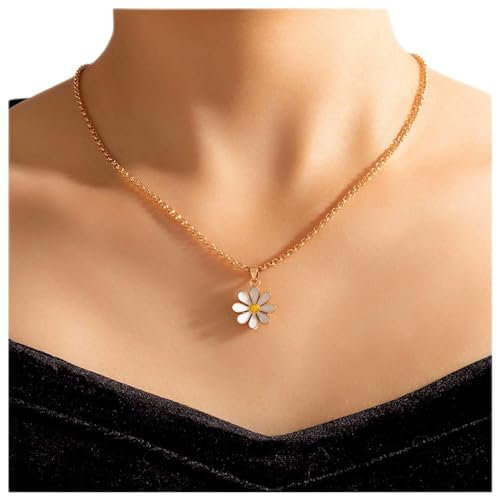 Dervivea Bohème Gänseblümchen Halskette Choker Gänseblümchen Anhänger Halskette Gold Blume Choker Halskette Minimalistische Blume Charme Halskette Schmuck Für Frauen Und Mädchen