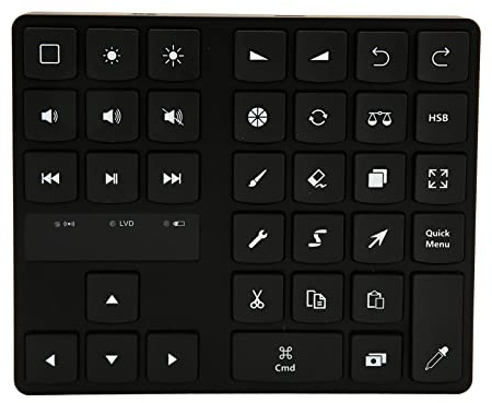ASHATA Mini clavier de raccourci sans fil à 35 touches pour graphisme, dessin, édition de photos, clavier de dessin à une main pour iOS, tablette, PC, ordinateur portable
